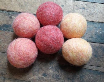 Wool dryer balls set of 6 Wildflowers, Free Shipping in USA reusable eco friendly alternative to dryer sheets