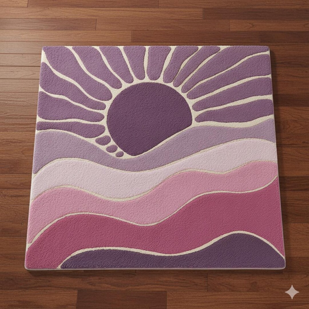 Purple Sunset Tufted Rug Handmade Modern Abstract Carpet, Pink ...