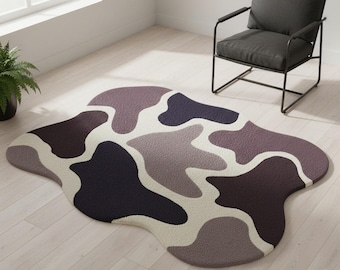 Abstract Irregular Shape Tufted Rug | Modern Organic Area Rug | Handmade Contemporary Carpet | Living Room Bedroom Decor