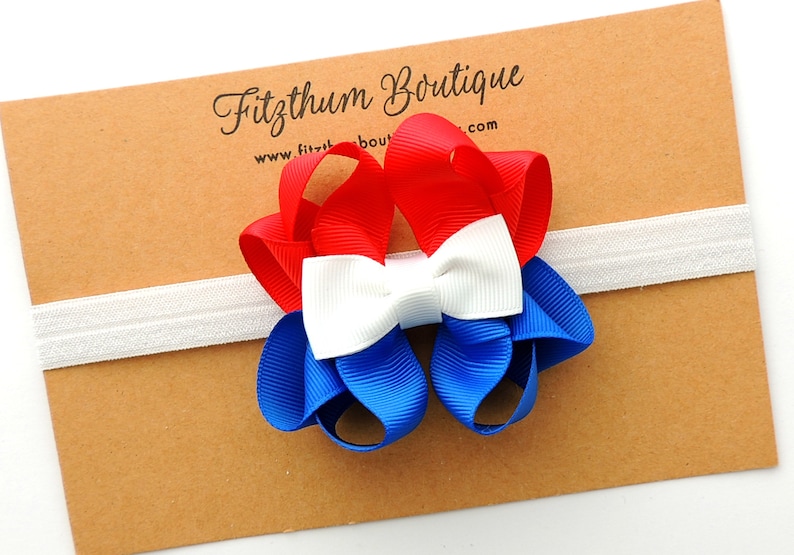 READY TO SHIP July 4th headband First 4th of July headband Baby girl 4th of July headband Red white and blue headband