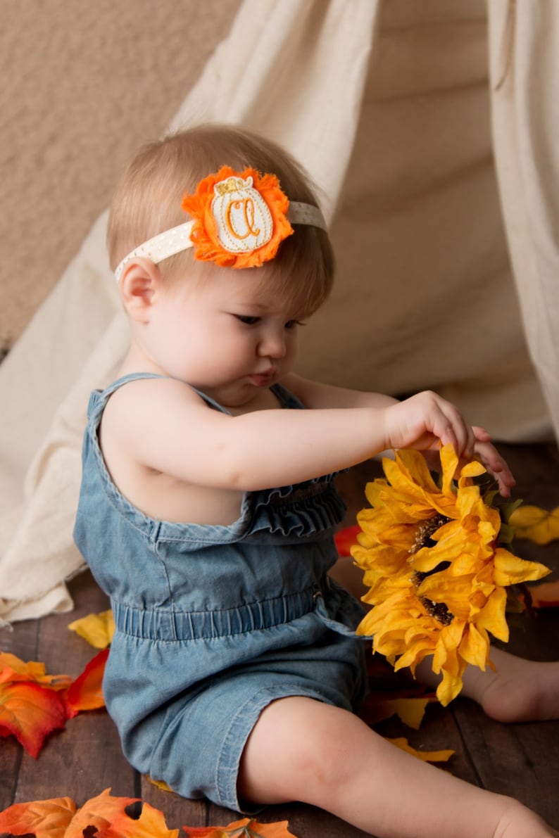Personalized fall headband Fall baby headband Monogram headband Personalized baby headband Pumpkin patch headband