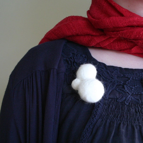 Soft angora felt snowball brooch - The Big Chill - handmade in Ireland, snow, sparkle, Christmas party