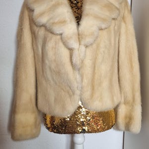 1970s Mink fur woman jacket ivory unique vintage handmade in Germany