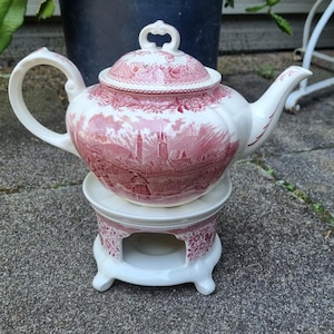 1980s Villeroy & Boch Burgenland red teapot with warmer, made in Germany