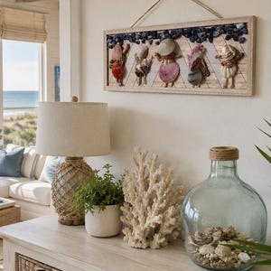 Coastal Shell Wall Hanging| Beach House Decor| Handmade Seashell Art  | Nautical Home Accent