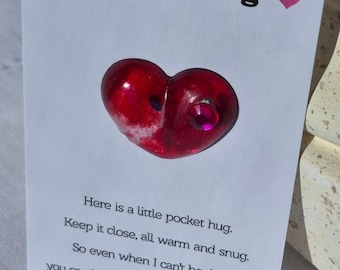 Heart Resin Pocket Hug Token with Keepsake Card – Comfort Gift