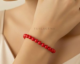 赤珊瑚「海の石」 - ブレスレット - 8 mm - Etsy限定 - Etsy 日本
