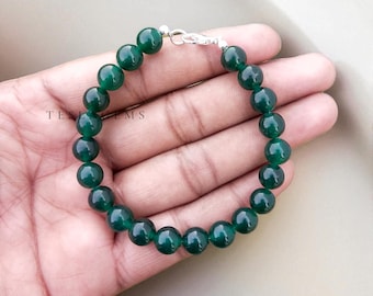Gorgeous !! Green Jade Beaded Bracelet, 8mm Green Jade Smooth