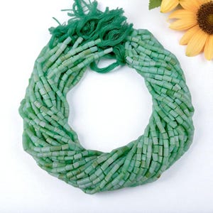 Mintgröna opalrörsformade lösa pärlor, släta runda pärlor, smyckestillverkning med halsband