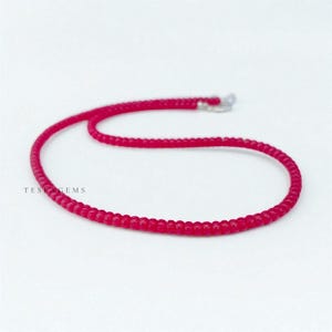 Rare!! Ruby Imitation Beaded Necklace, 4mm Carving Muskmelon Ruby Beads, Dainty Minimalist Jewelry Gift