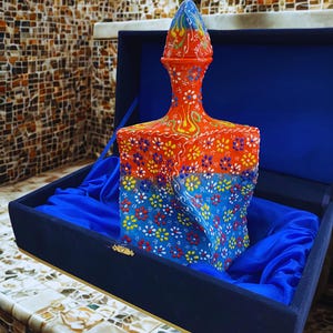 Handmade Turkish Ceramic Vase – Unique Ottoman Decorative Art – Iznik Style Pottery – Colorful Home Decor – Gift Boxed