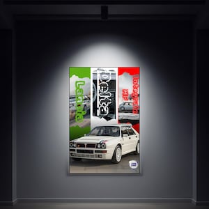 Lancia Delta Integrale HF Digital Poster | Vintage Sports Car Wall Art | Instant Download Digital Print