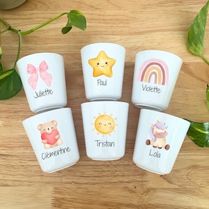 Personalized children&#39;s cup, plastic cup with cute pattern, gift idea for children, child&#39;s first name cup