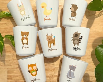 Gobelet enfant personnalisé, verre en plastique animaux à offrir, cadeaux naissance