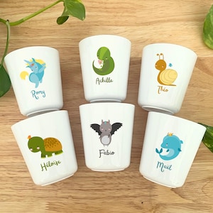 Personalized children&#39;s cup, animal plastic cup to offer, birth gifts, baby tableware, school/nursery