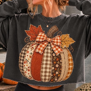 Pumpalapptäcke PNG, lapptäckspumpa höstdesign, rutig pumpa rosett, rustik höstsublimering, digital fil