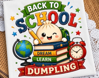 新学期餃子PNG、かわいいカワイイ学生デザイン、新学期初日昇華プリントダウンロード、幼稚園・保育園シャツ