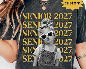 Custom Senior 2027 PNG, Personalized Graduation Photo Shirt Design (Digital Download)