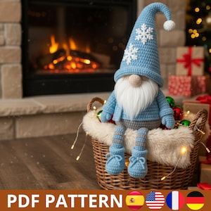 Haakpatroon winterkabouter pdf (en, es, de, fr), amigurumi kerstkabouter, driehoekshoed vakantiedecor haaktutorial