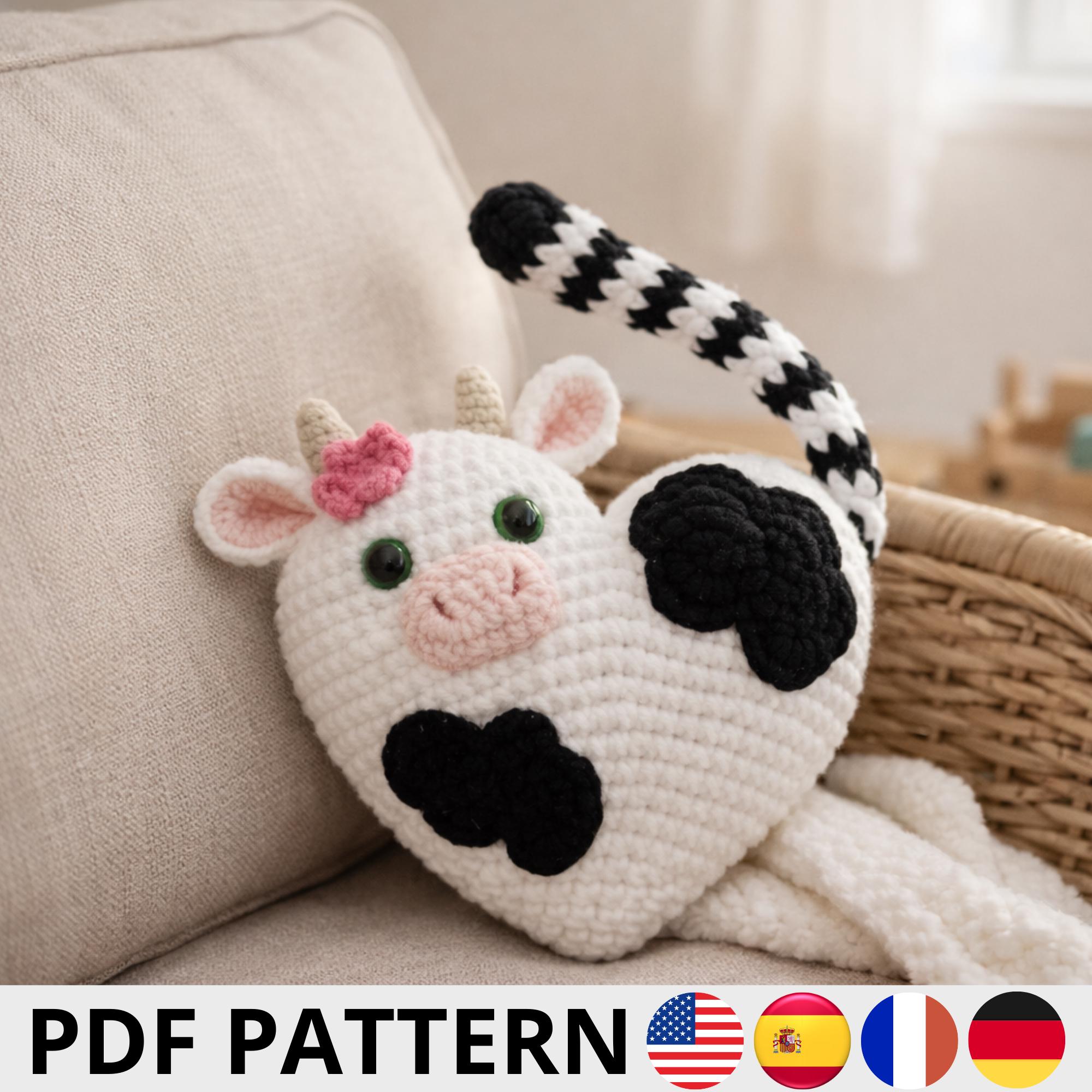 30 Adorable Cow Plush Crochet Patterns for Farmhouse Decor, Gifts, and Cozy Displays 32 Heart Cow Snuggler Crochet Pattern
