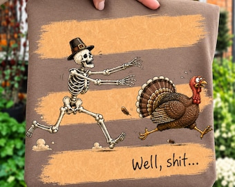 Funny Skeleton png, striped Thanksgiving Turkey PNG, Sarcastic Fall PNG, Retro Autumn PNG, Digital Download