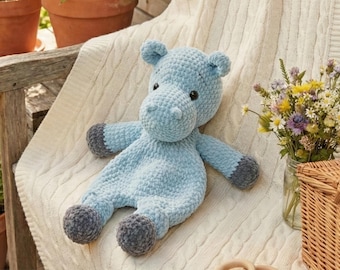 Hippo Crochet Pattern (en,es,de,fr), Amigurumi Hippo Plush Toy PDF, Crochet Hippopotamus Pattern, Easy Beginner Friendly, HIPPO Plush Lovey