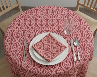 Hand Block Print Tablecloth, Floral Cotton Table Cover, Boho Dining Decor, Tablecloth