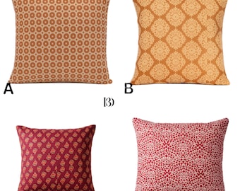 Hand Block Printed Cotton Cushion Cover Set | Indian Pillowcase