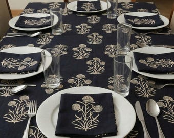 Nappe en coton, nappe en coton, housse de table à manger fleurie, nappe de style campagnard, nappe rectangulaire/ronde en lin bohème