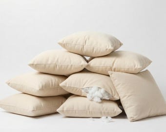 Housse de coussin en coton ivoire uni, oreiller de ferme minimaliste, décoration de salon (Ensemble de 2)