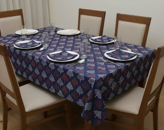 Nappe en coton indien, nappe en coton indien, lin de table à fleurs fait main, serviette de table/chemin de table/napperon/rectangle/ronde