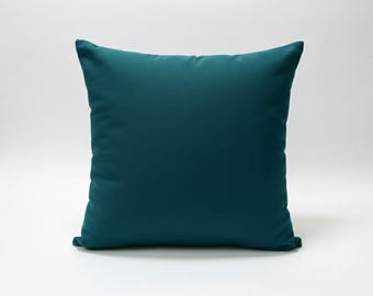 Housse de coussin en coton bleu sarcelle : taie d'oreiller fait main