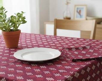 Nappe indienne imprimée main : Nappe de salle à manger en coton et lin