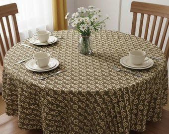 Nappe en coton imprimée bloc main : décoration de salle à manger florale bohème, décoration de cuisine et de table de style vintage, faite main, table de fête