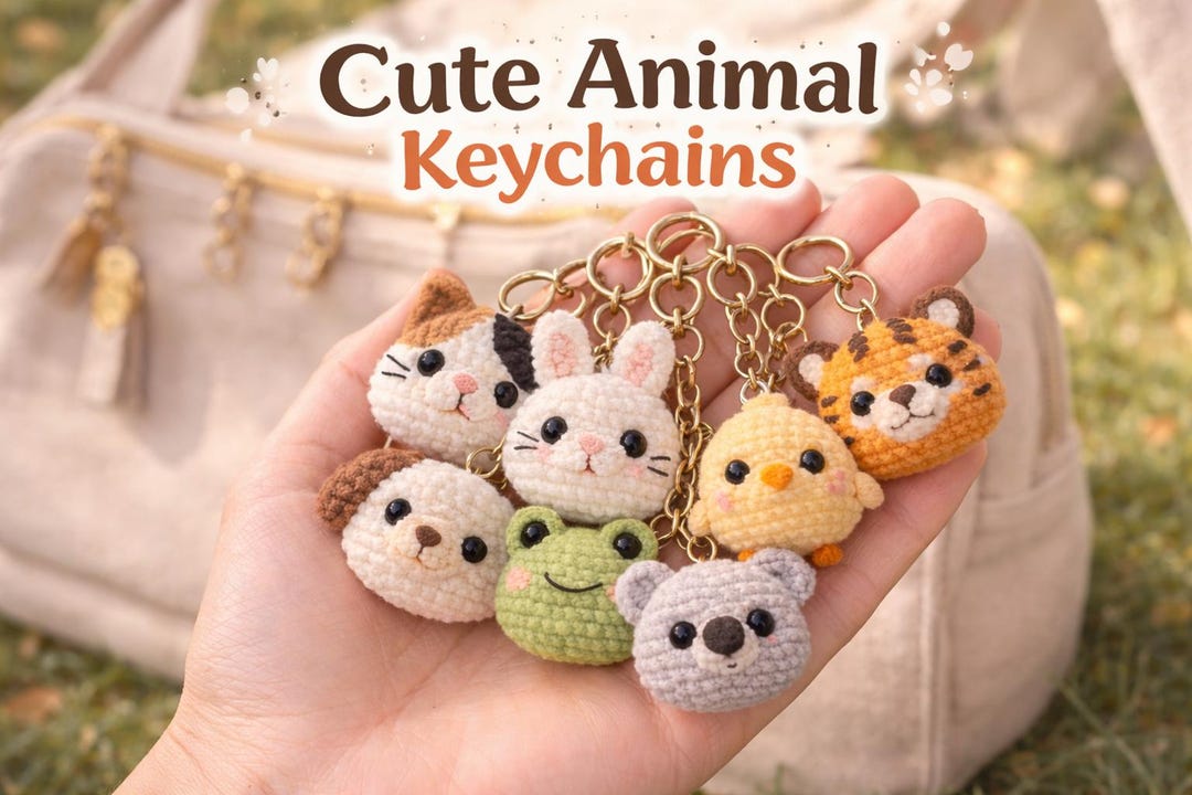 Handmade Crochet Animal Keychain, Amigurumi Bag Charm, Kawai Plush ...