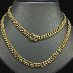 Bold 14K Yellow Gold Plated Miami Cuban Link Chain Men&#39;s Heavyweight Hip Hop Necklace Real 925 Sterling Silver 14 mm x 18 inch