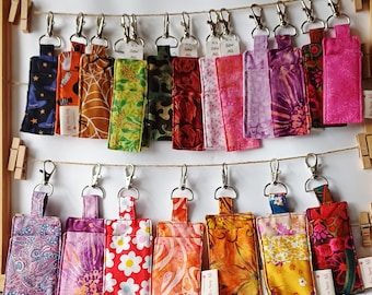 Handmade Made Lip Balm Holder with Handbag Clip. Cotton