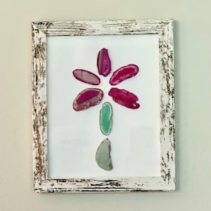 Framed Agate Slice Wall Art - Agate Geode Framed 8 x 10 Picture.
