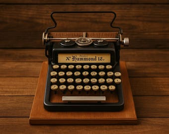 Handmade Metal Typewriter Model - Vintage Hammond No.12 Decor (24cm)