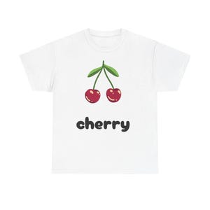 Cherry Graphic Tee, Unisex Heavy Cotton T-Shirt, Cute Cherry Design Shirt, Casual Summer Top, Fruit Lover Gift, Unique Graphic Clothing