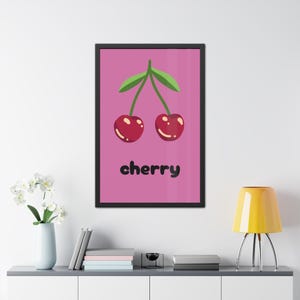 Cherry Framed Poster - Cute Wall Art for Home Decor, Kids Room, Gift, Cherry Art Decor, Fun Fruit Print