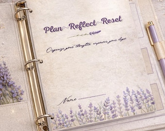 Planificador y diario imprimibles color lavanda: planifica, reflexiona y reinicia
