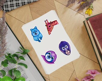 Bunte Tiergesichter Sticker Seiten