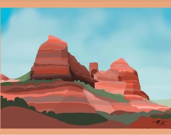 Tarjeta de paisaje de Sedona: Nota de agradecimiento con arte del desierto del suroeste (digital)
