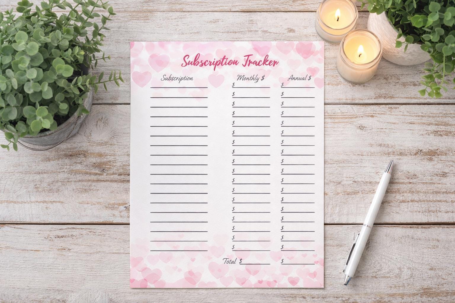 Subscription Tracker Printable | Monthly Bill Checklist | Budget Log ...