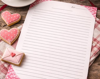 Página de diario con borde de corazón / Imprimible para San Valentín (PDF/PNG)