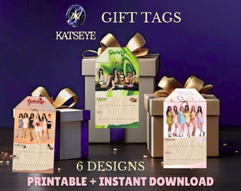 Etichette regalo K-Pop KATSEYE stampabili / 6 design / Download digitale istantaneo / Etichette per borse di compleanno / Bomboniere