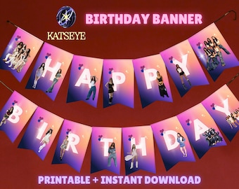 KATSEYE Birthday Banner Printable | K-Pop Fan Party Decor Girl Group | Instant Download