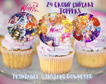 Winx Club Cupcake Toppers Printable | Kids Fairy Birthday Party Decor | Instant Download