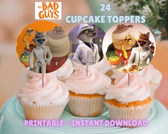 Topper per cupcake dei cattivi – Decorazioni per compleanno DreamWorks / Download istantaneo stampabile / Festa per bambini a tema film Disney animati